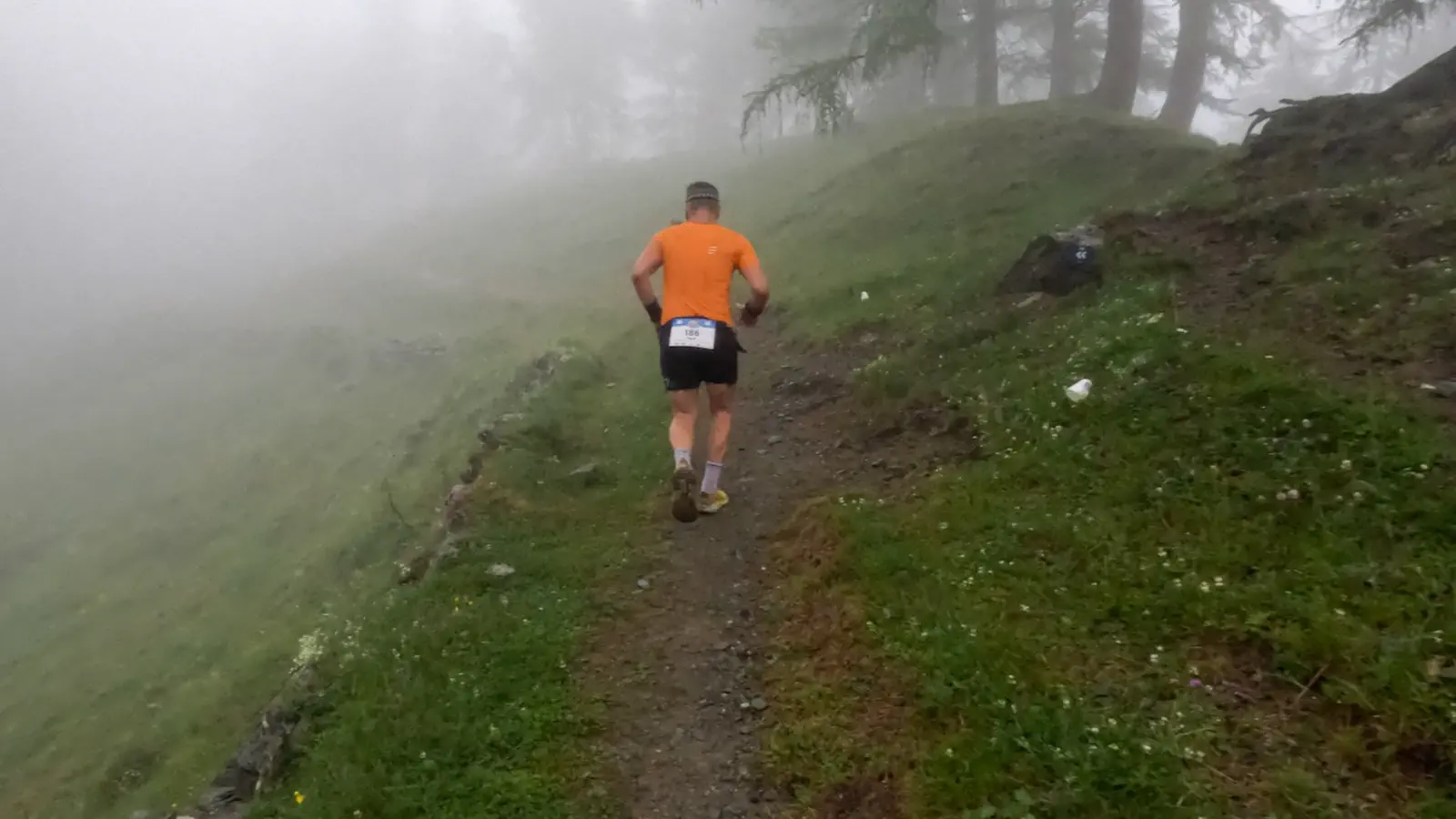 Die Läufer verschwinden langsam im Nebel.