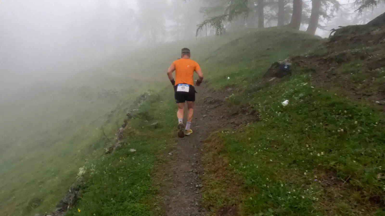 Die Läufer verschwinden langsam im Nebel.